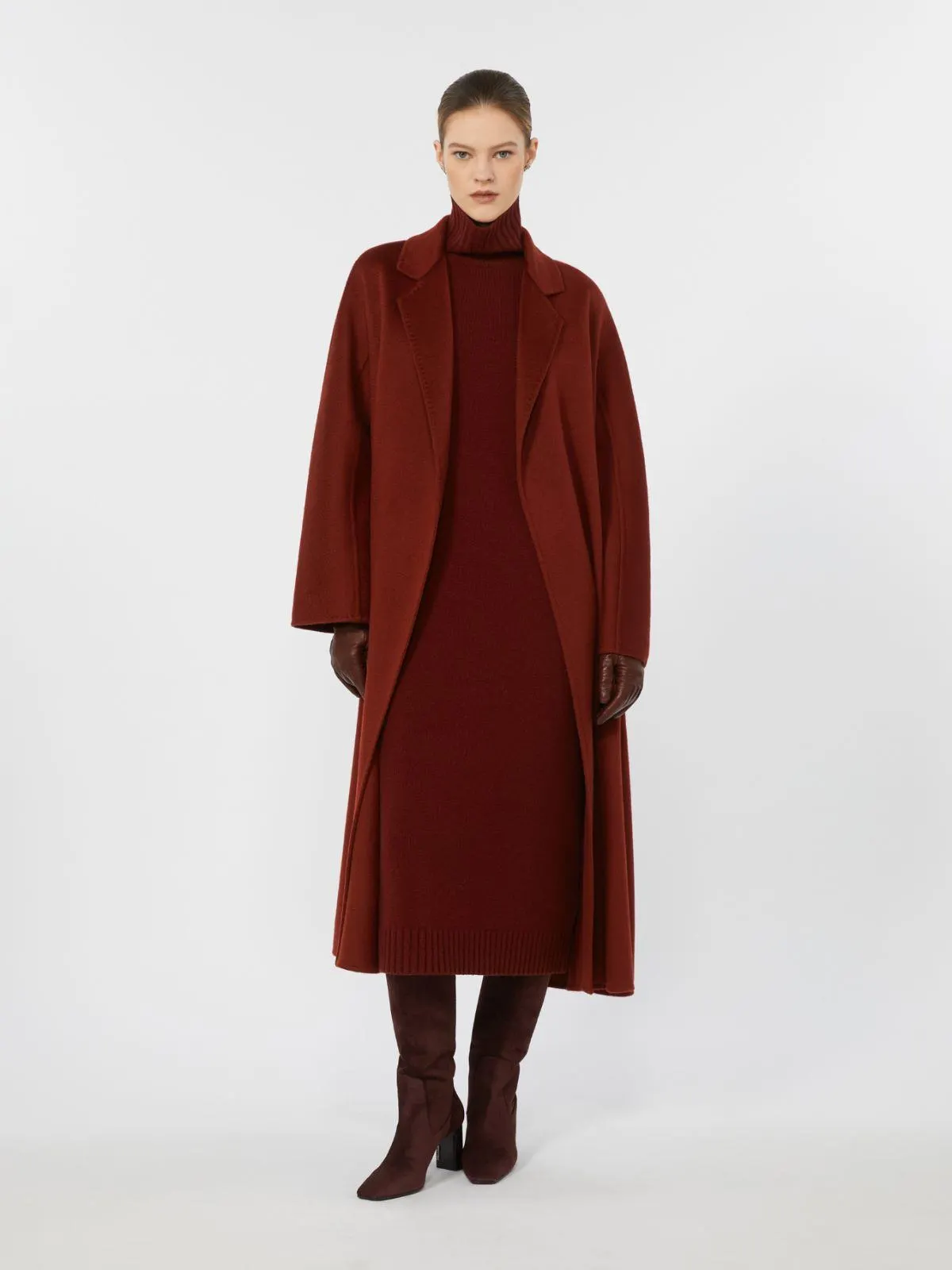 Kleid mit Rollkragen aus Kaschmir - Himbeere