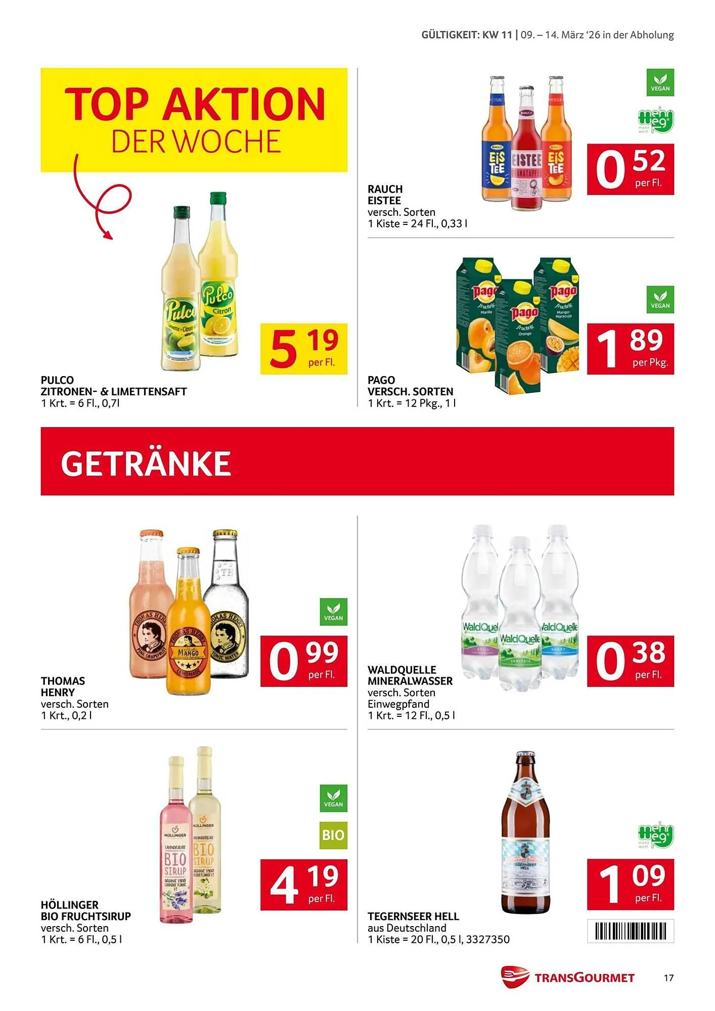 Transgourmet Flugblatt von 9. März bis 14. März 2026 - Flugblätt seite 17