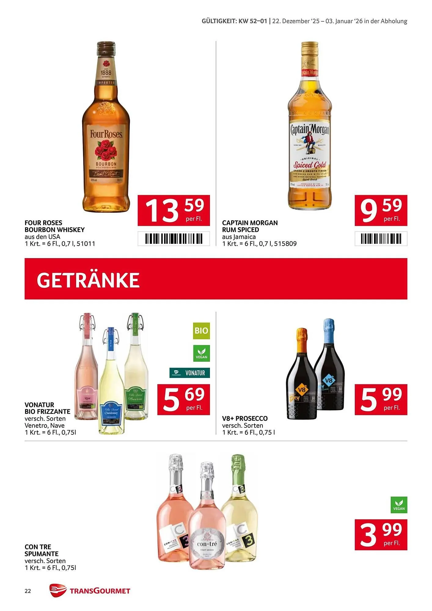 Transgourmet Flugblatt von 22. Dezember bis 4. Jänner 2026 - Flugblätt seite  22