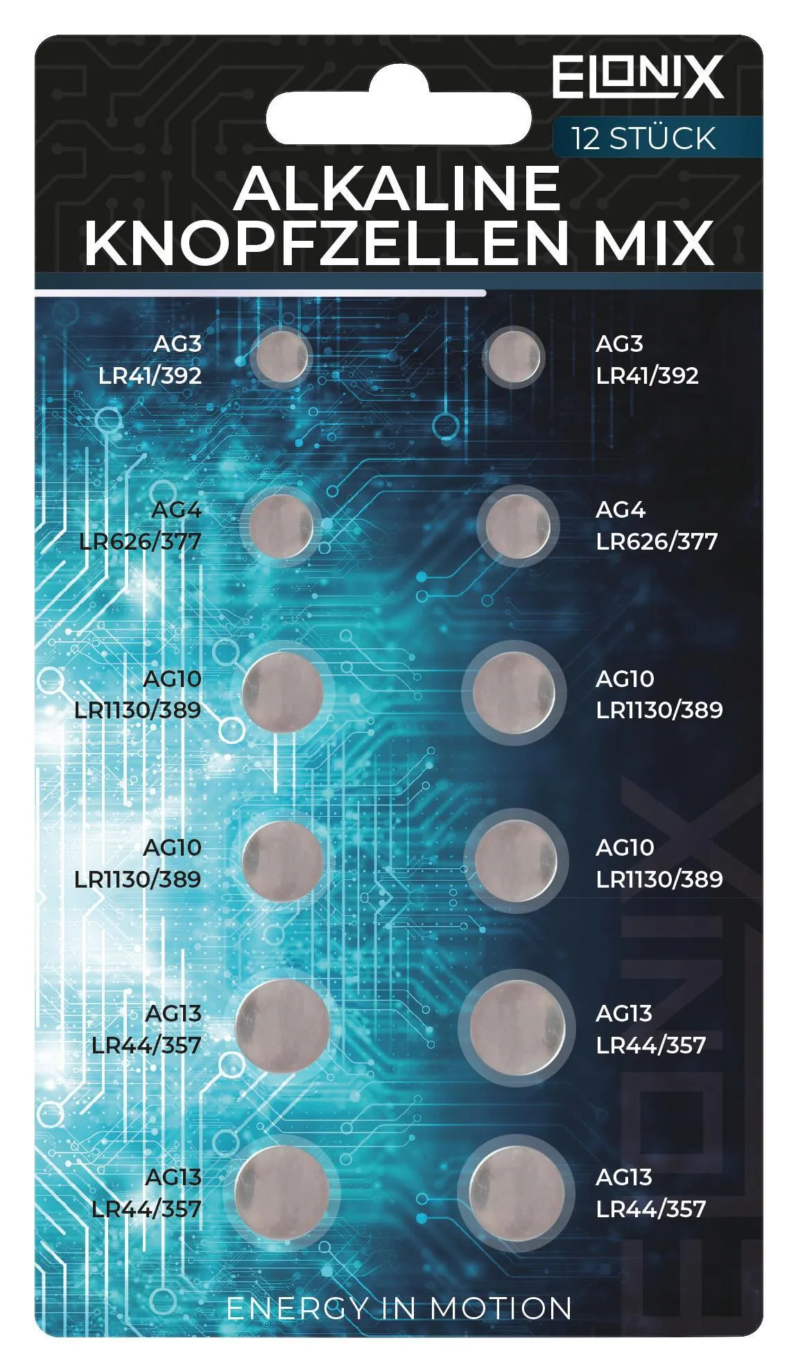 Batterie Alkaline Knopfzellenmix 12er Packung