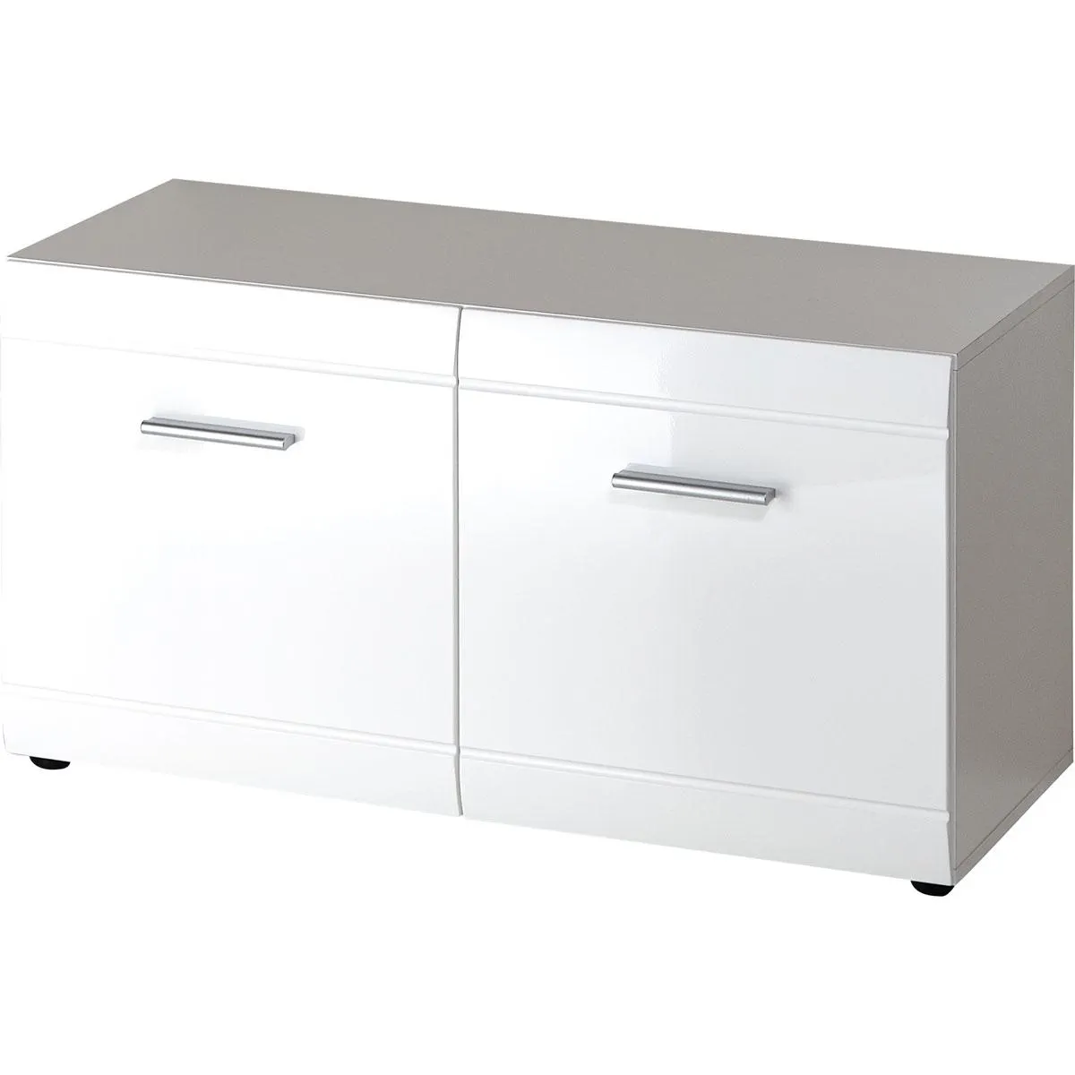 Schuhbank Adison Fronten in Hochglanz mit Rillenfräsung 96 x 51 x 39 cm weiß