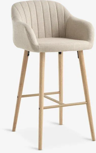 Barstuhl ADSLEV Stoff beige/Eiche natur