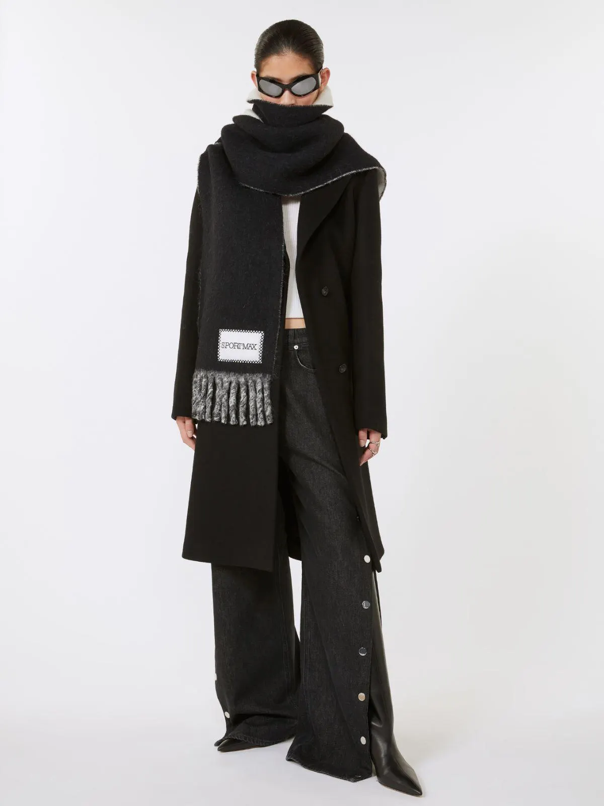 Mantel aus gefüttertem Doppelgewebe - Schwarz