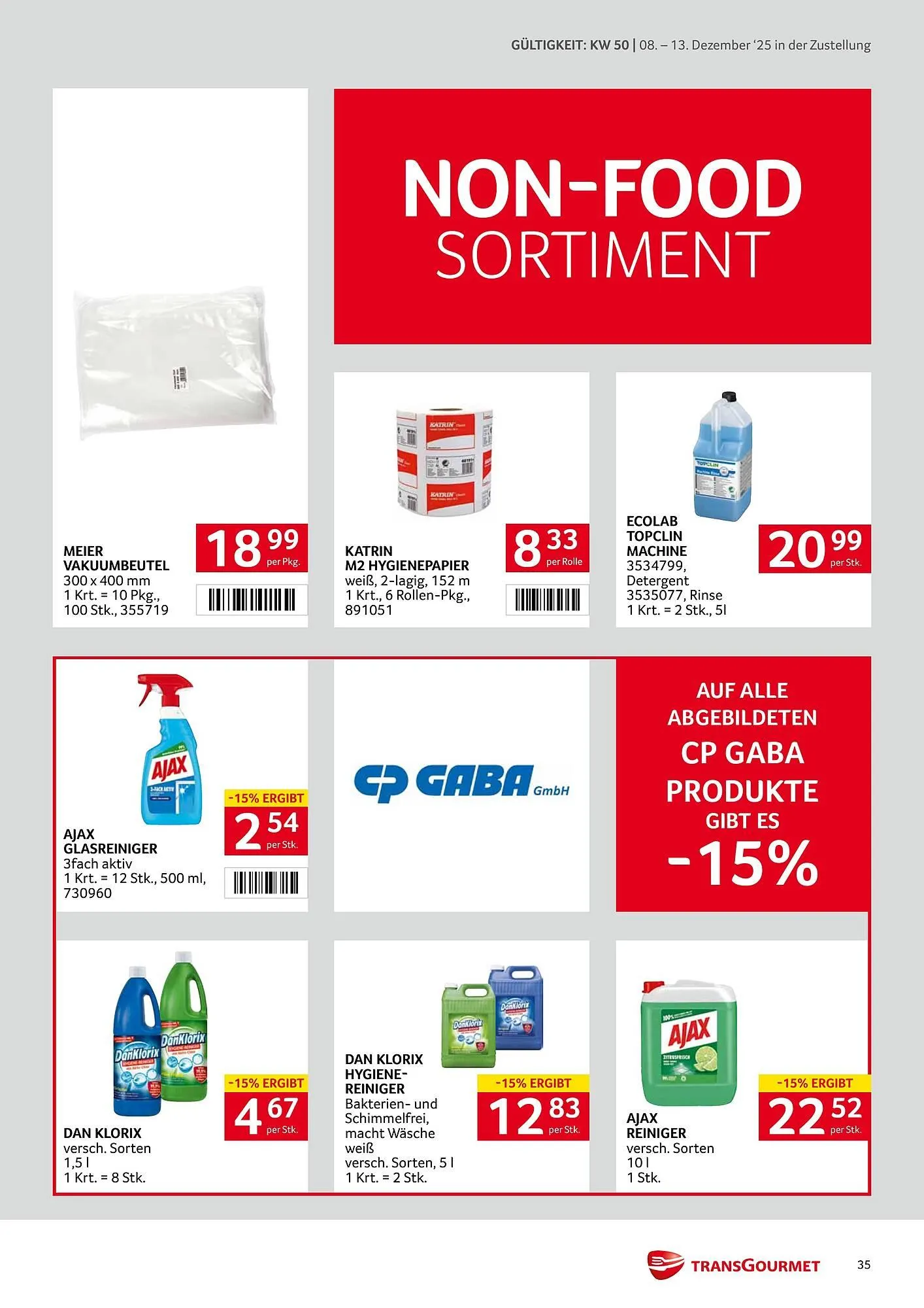 Transgourmet Flugblatt von 8. Dezember bis 13. Dezember 2025 - Flugblätt seite  35