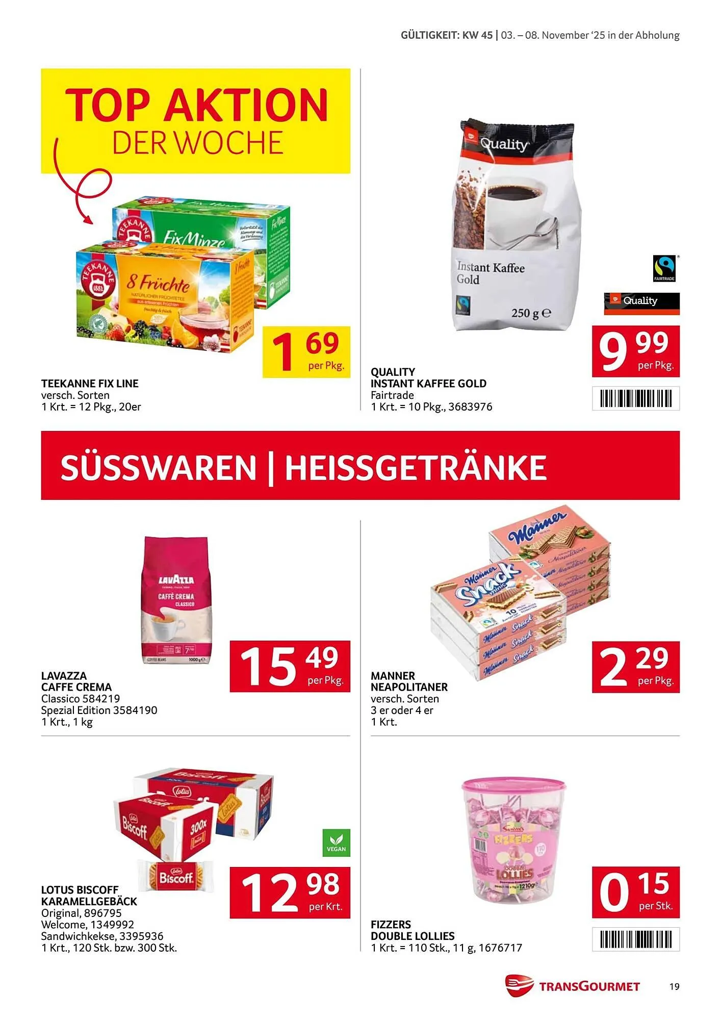 Transgourmet Flugblatt von 3. November bis 9. November 2025 - Flugblätt seite 19