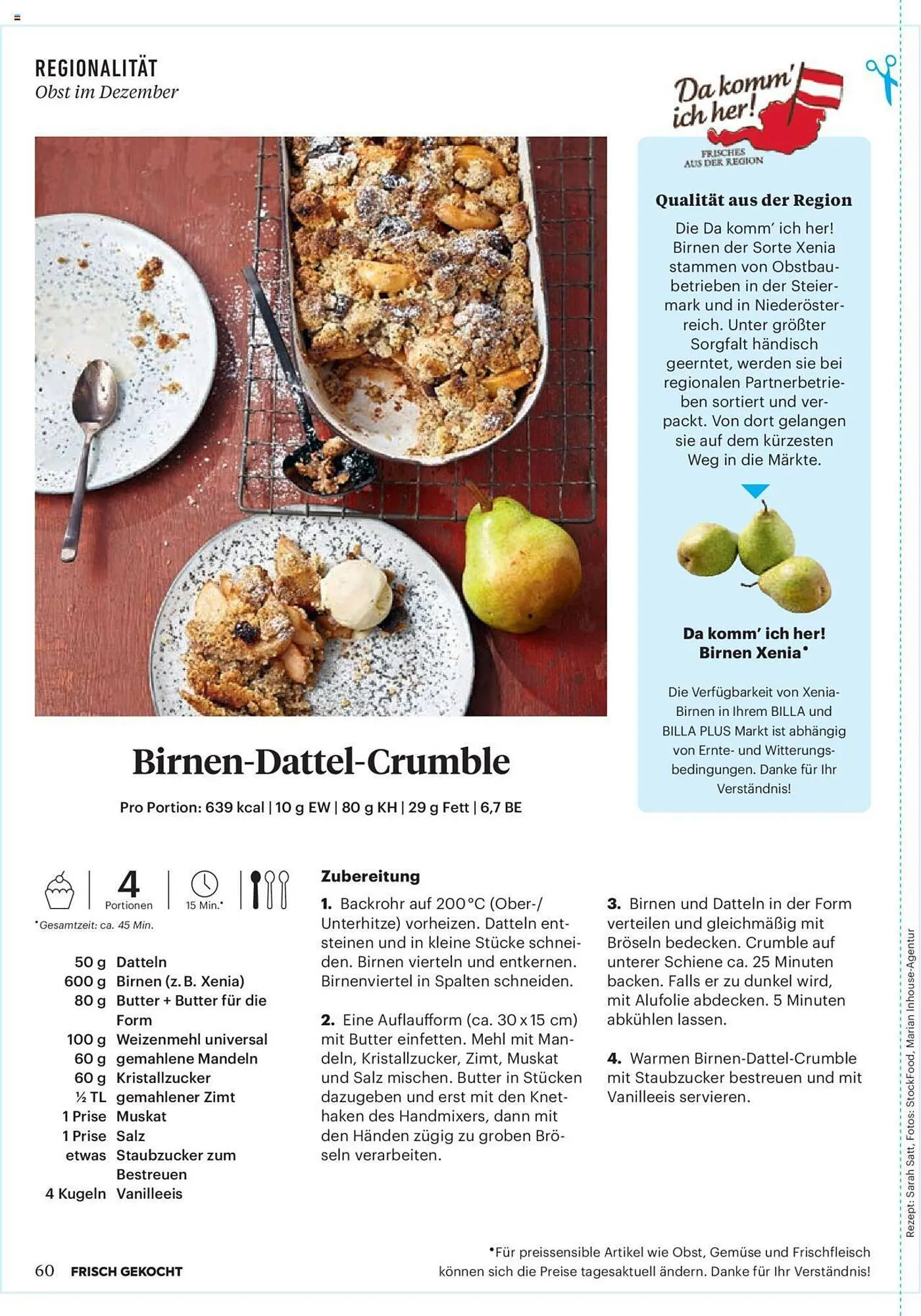 Billa Flugblatt von 1. Dezember bis 31. Dezember 2023 - Flugblätt seite  60