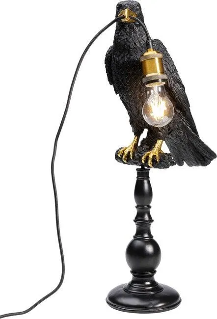 Tischleuchte Animal Sitting Crow Matt Schwarz 61cm
