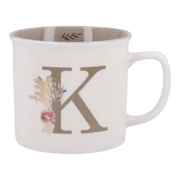 Becher Buchstabe/Blumen, K, 390 ml