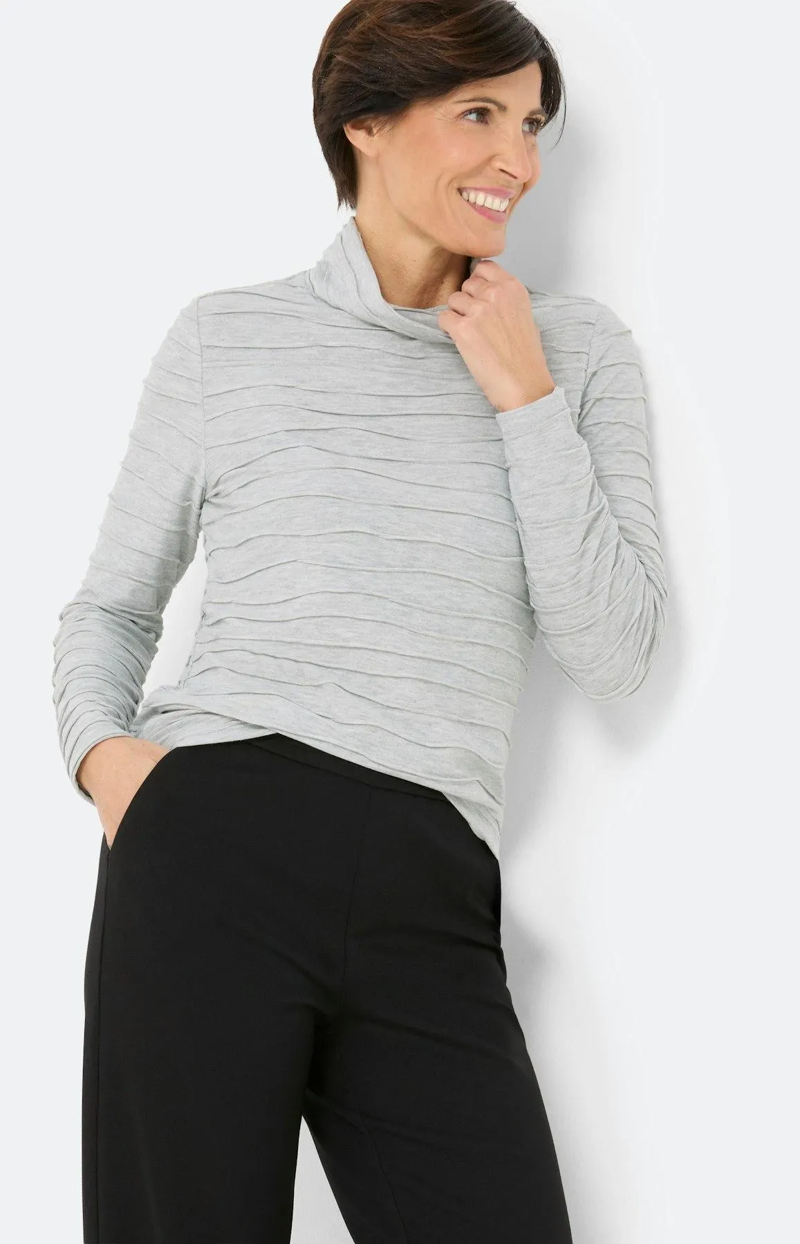 Shirt mit Wellenstruktur, grau