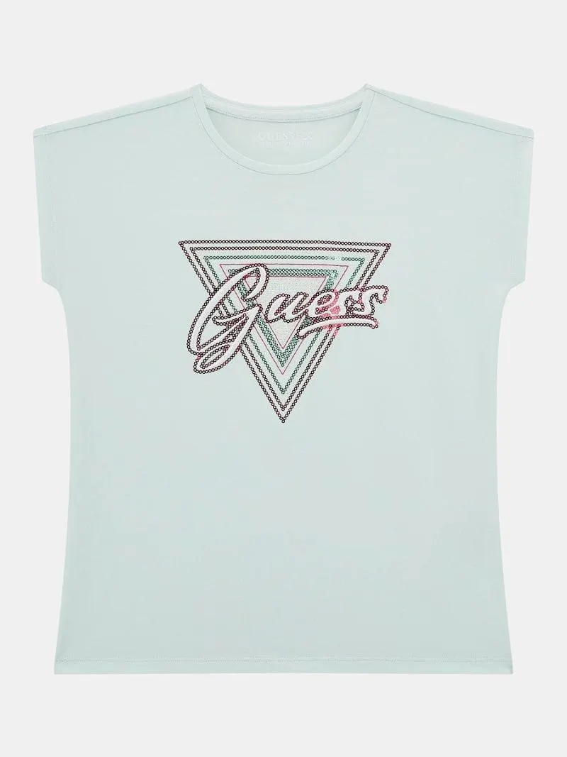 T-shirt stretch pailletten-logo
