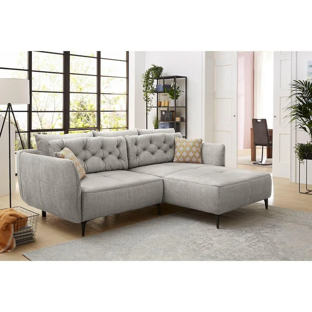 Jockenhöfer Gruppe Ecksofa »Salo L-Form, B: 251 cm« im Retrolook mit Wellenfederung, mit Zierkissen
