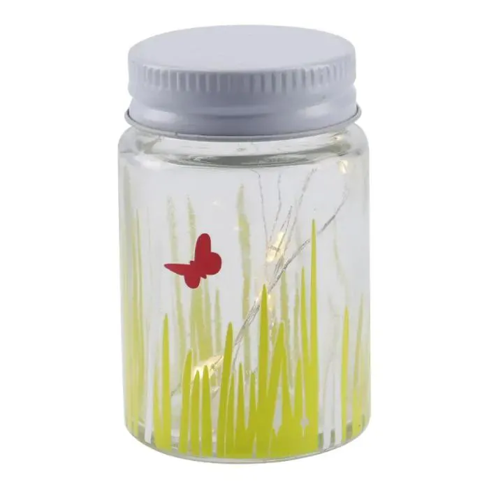 Deko-Glas mit LED-Beleuchtung, Gras/weiß, 4.7 x 7.3 cms