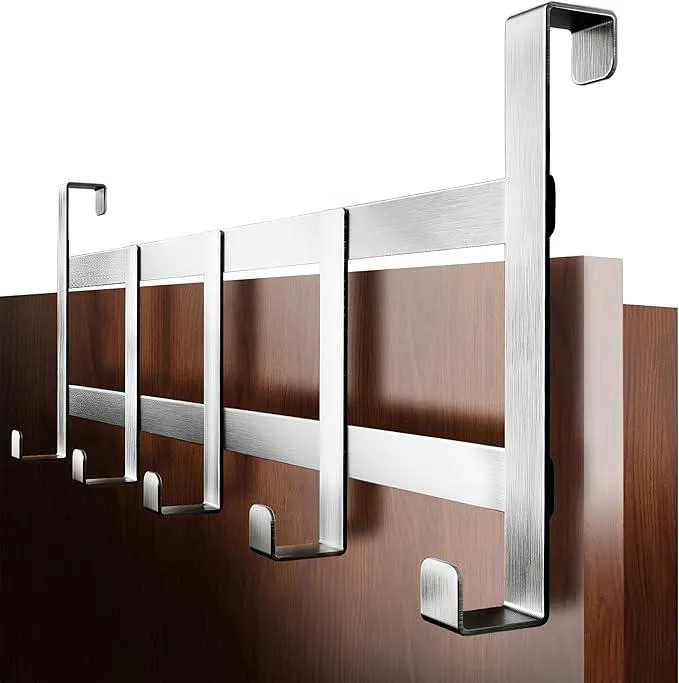 4smile Türgarderobe - Edelstahl Türhakenleiste zum Einhängen universell, platzsparend - Türgarderobe zum Einhängen, Kleiderhaken Tür, solide Türhaken zum Einhängen