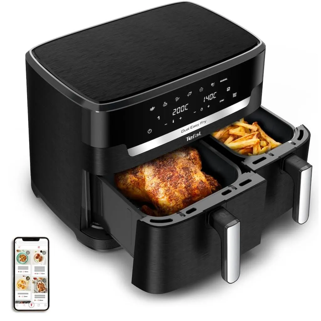 Tefal Heißluftfritteuse »EY9428 Dual Easy Fry XXL« 2700 W Heissluftfritteuse Doppelkammer, energie- & zeitsparend, EY9428