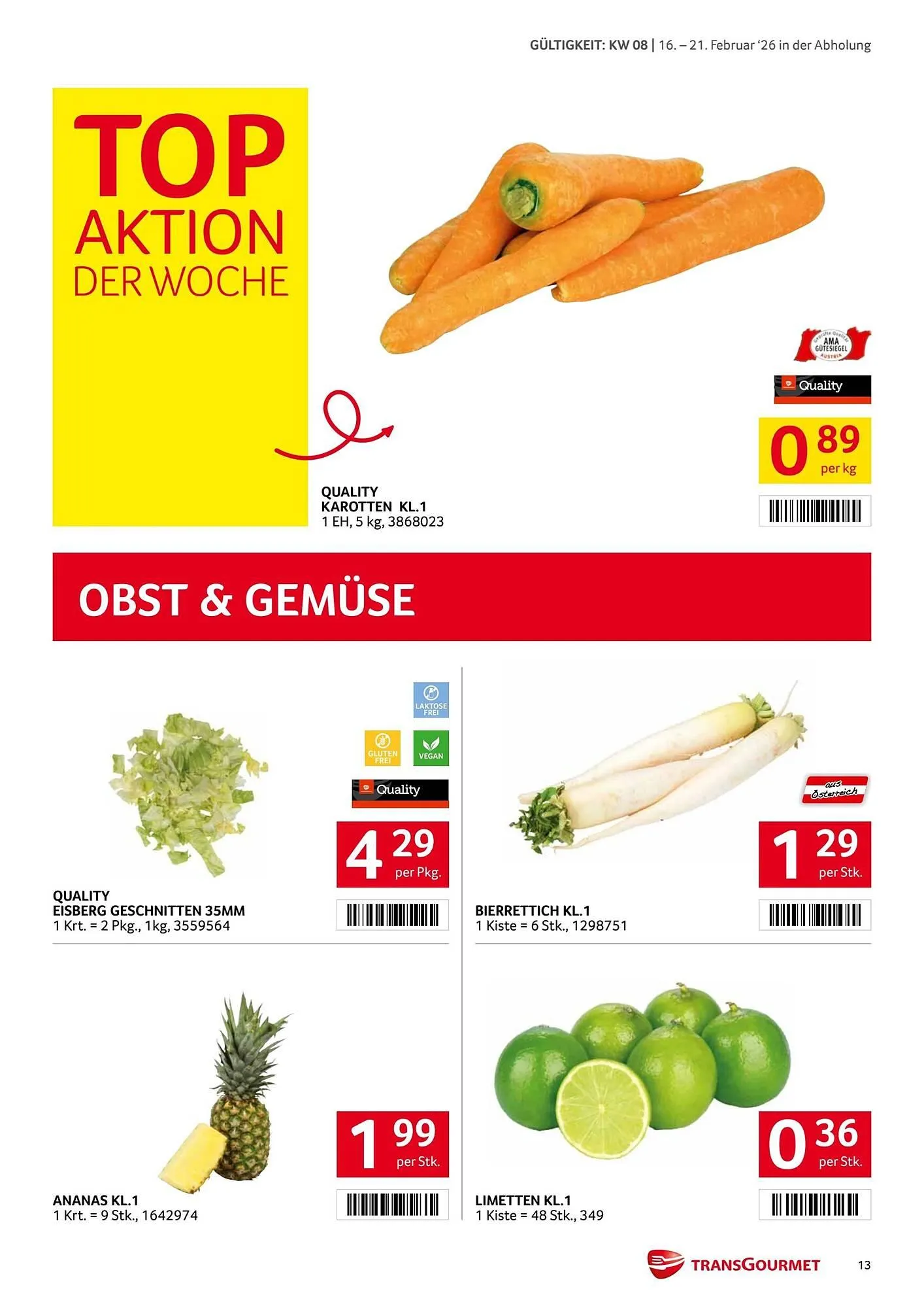 Transgourmet Flugblatt von 16. Februar bis 22. Februar 2026 - Flugblätt seite  13