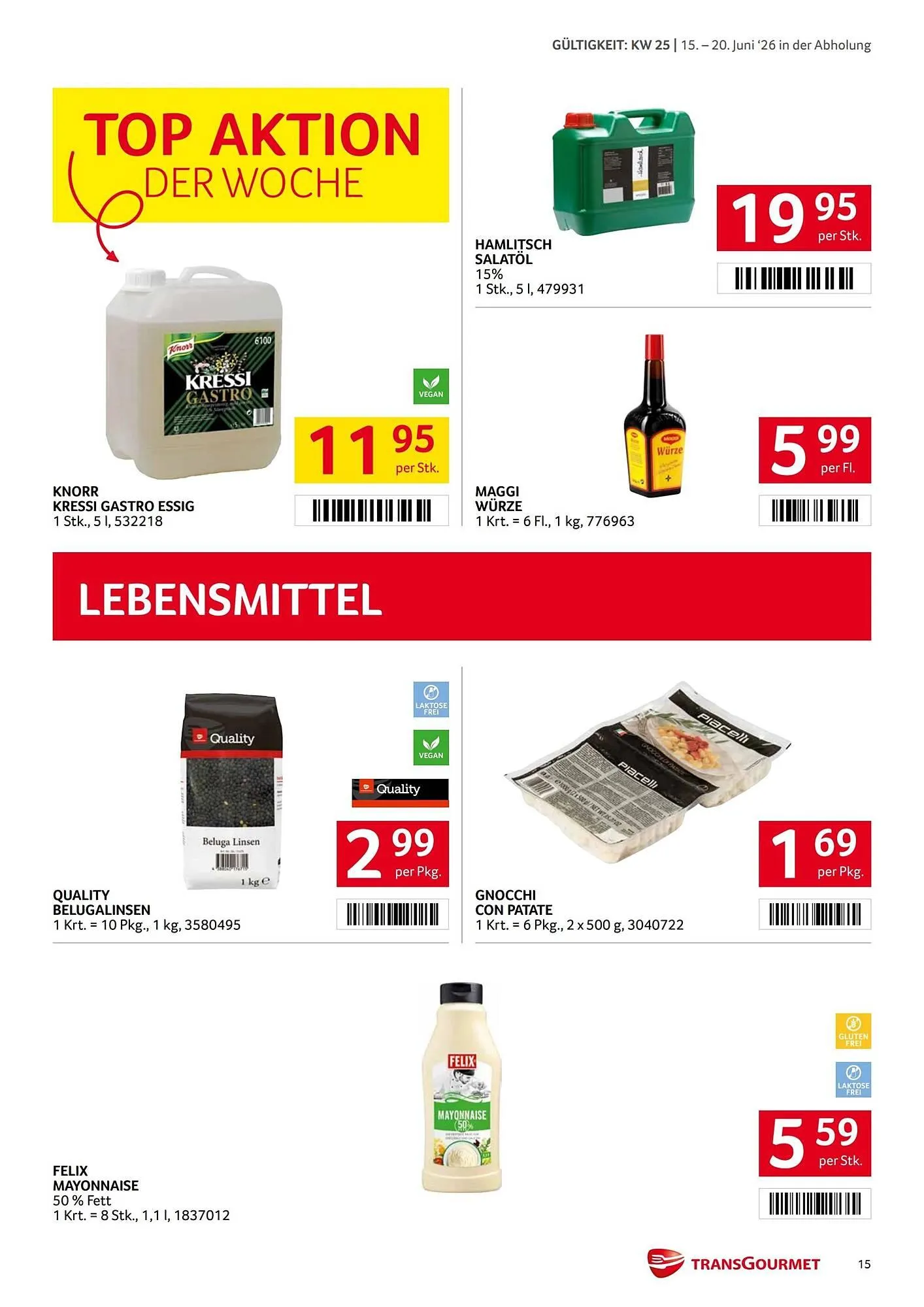 Transgourmet Flugblatt von 15. Juni bis 20. Juni 2026 - Flugblätt seite  15