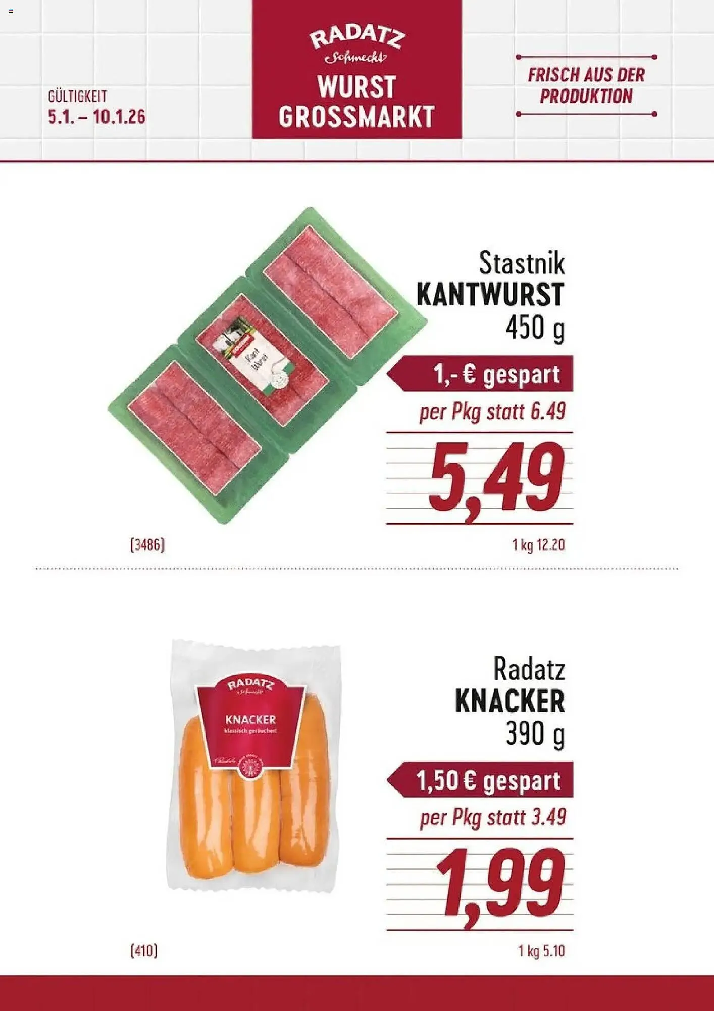 Radatz Flugblatt von 5. Jänner bis 10. Jänner 2026 - Flugblätt seite  1