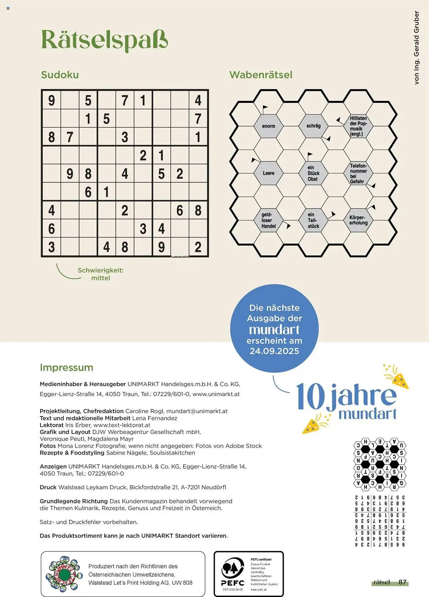 Unimarkt Flugblatt von 1. Juli bis 4. Dezember 2025 - Flugblätt seite 87