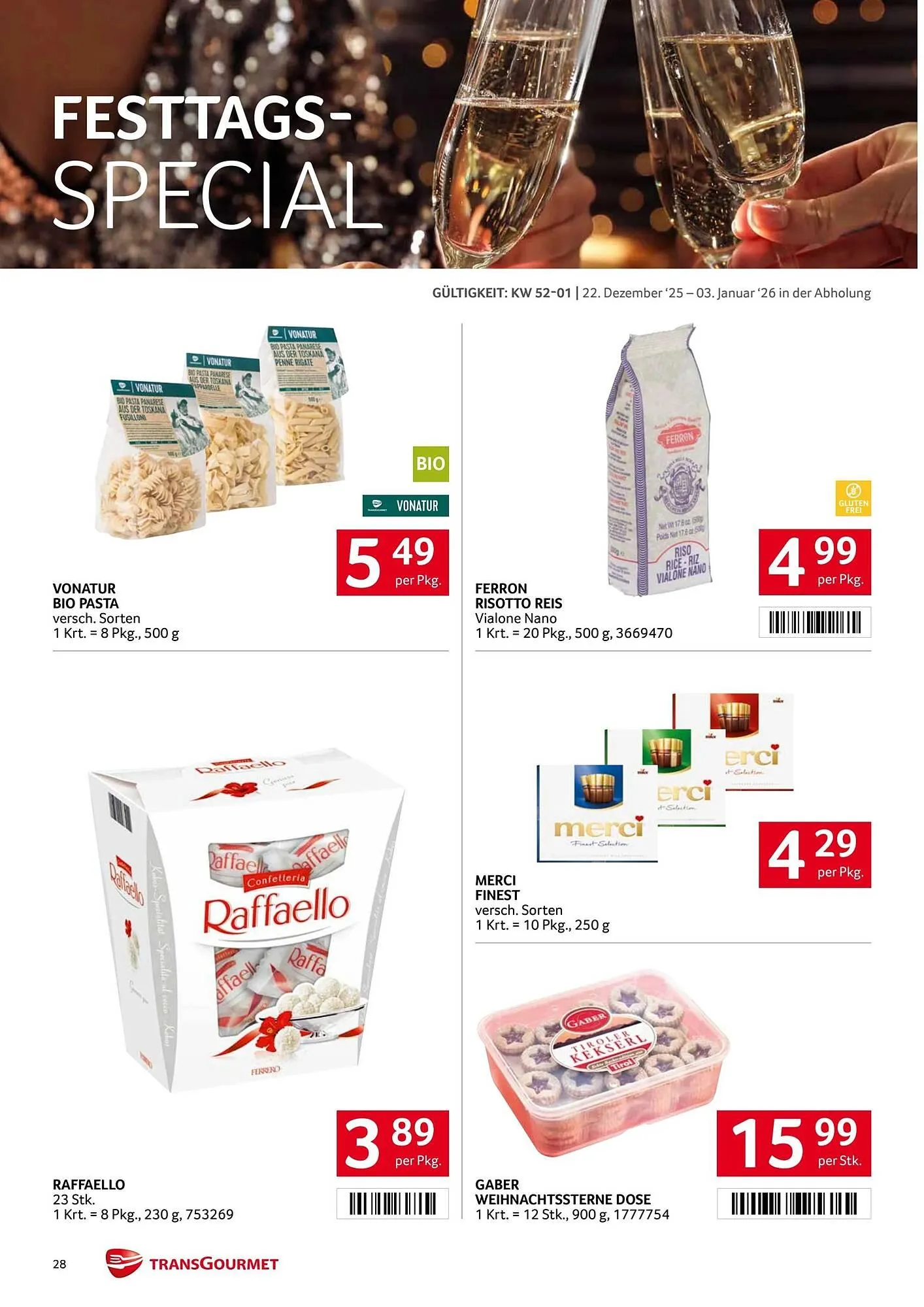 Transgourmet Flugblatt von 22. Dezember bis 4. Jänner 2026 - Flugblätt seite 28