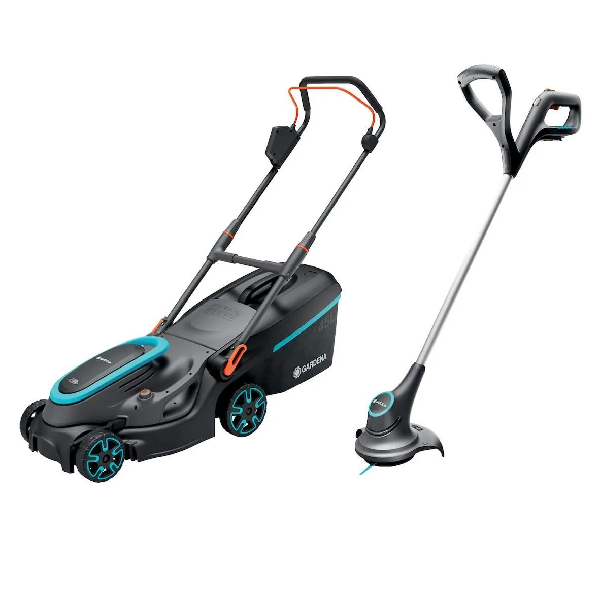 Akku-Rasenmäher u. Trimmer Set