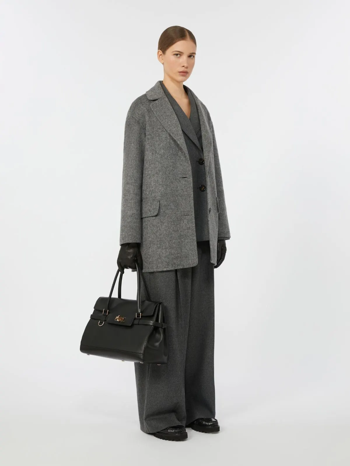 Jacke aus doppellagigem Wollgewebe - Mittelgrau