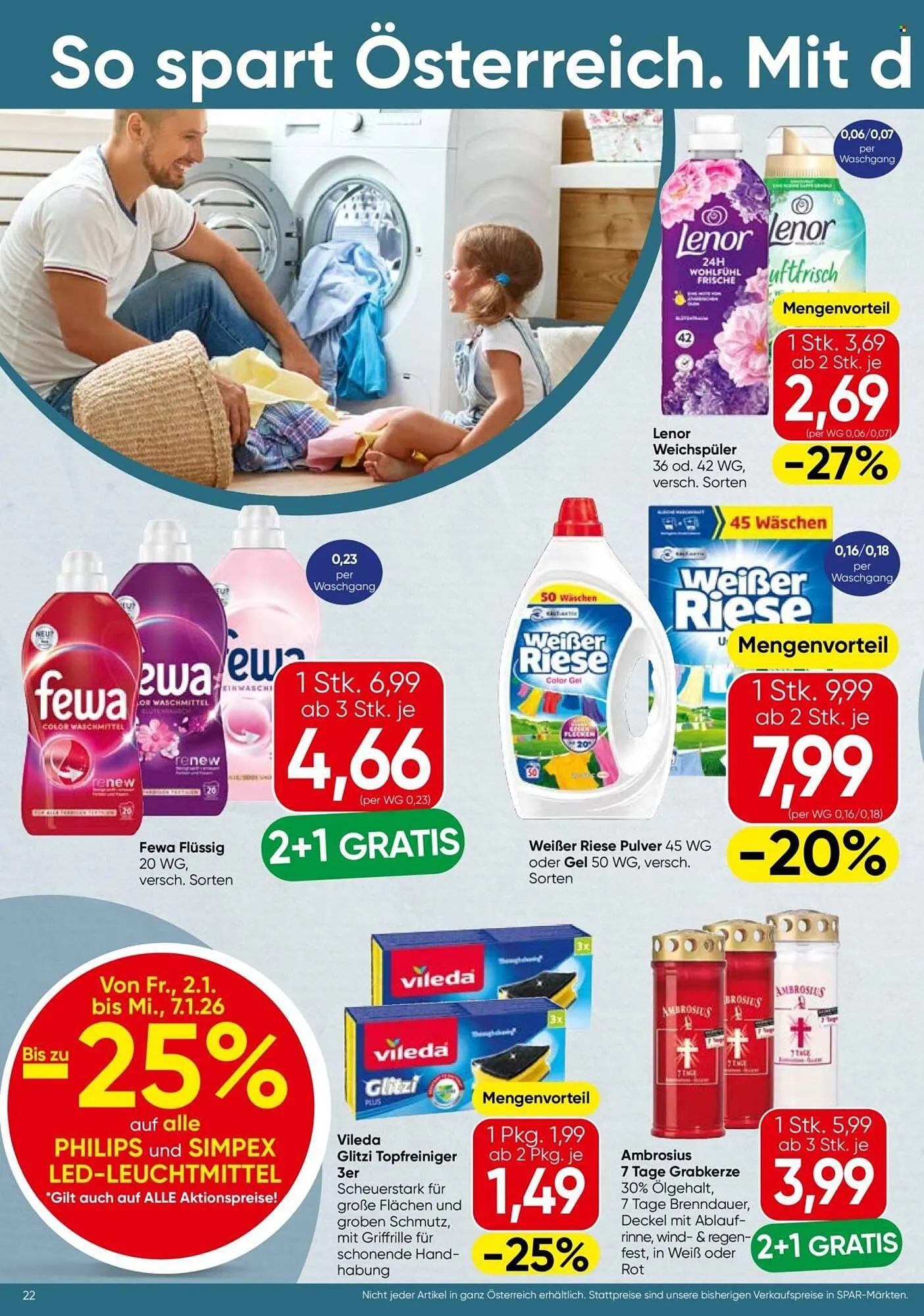 Spar Flugblatt von 2. Jänner bis 14. Jänner 2026 - Flugblätt seite  22
