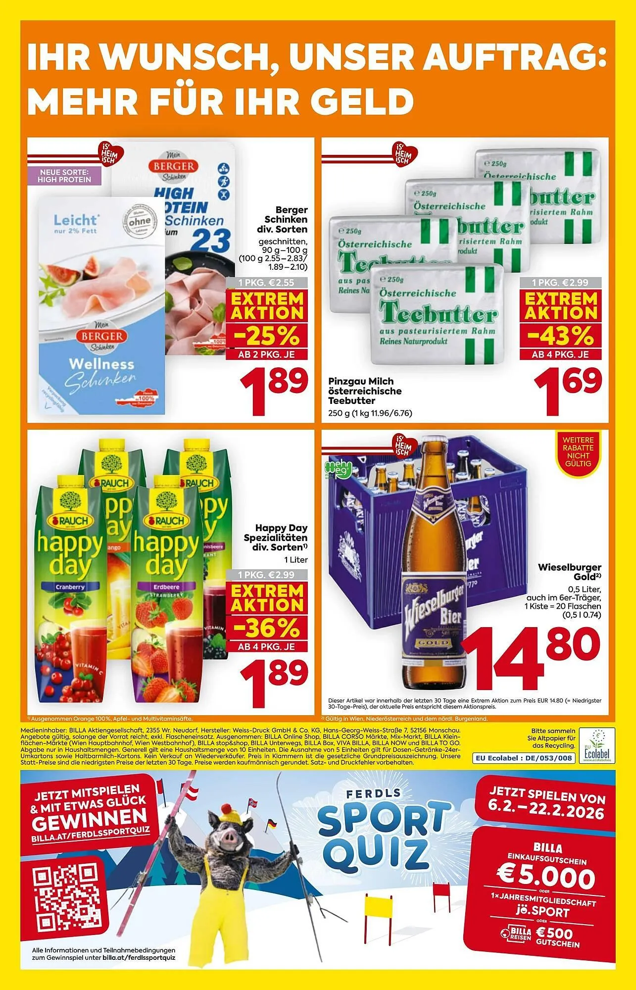 Billa Flugblatt von 19. Februar bis 25. Februar 2026 - Flugblätt seite 16