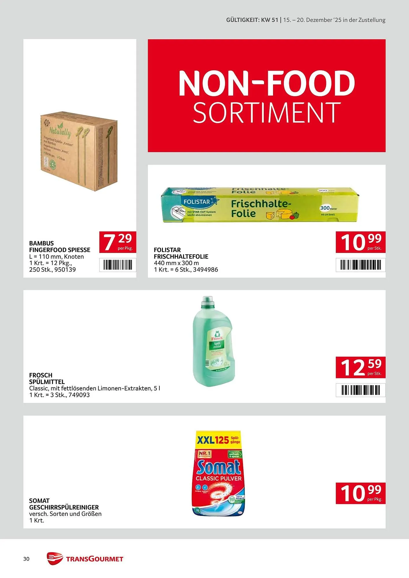 Transgourmet Flugblatt von 15. Dezember bis 20. Dezember 2025 - Flugblätt seite  30