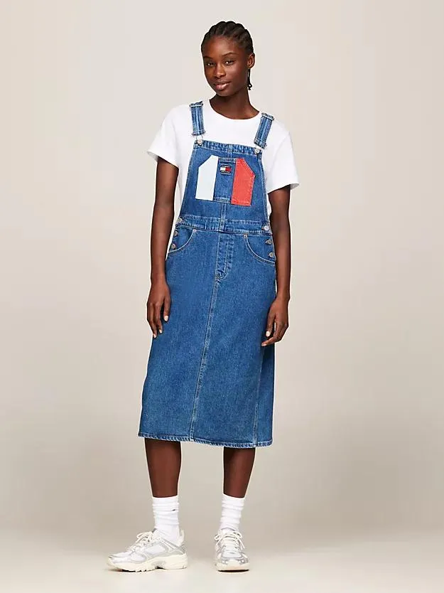 Midi-Latzkleid aus Denim