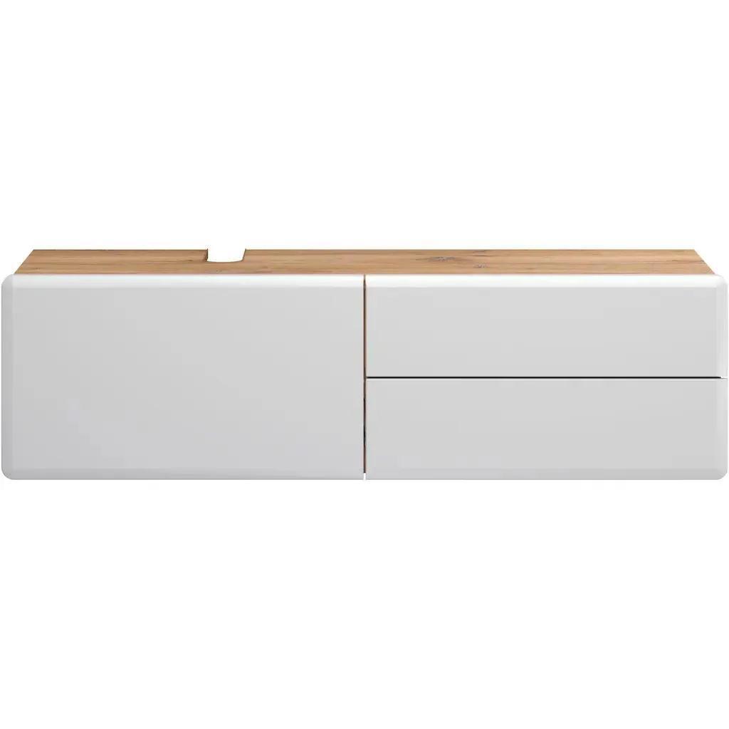 welltime Waschbeckenunterschrank »Sanremo«, (1 St.), Weiß Matt Eiche, B/H/T: 143 / 40 / 53 cm, ohne Waschbecken