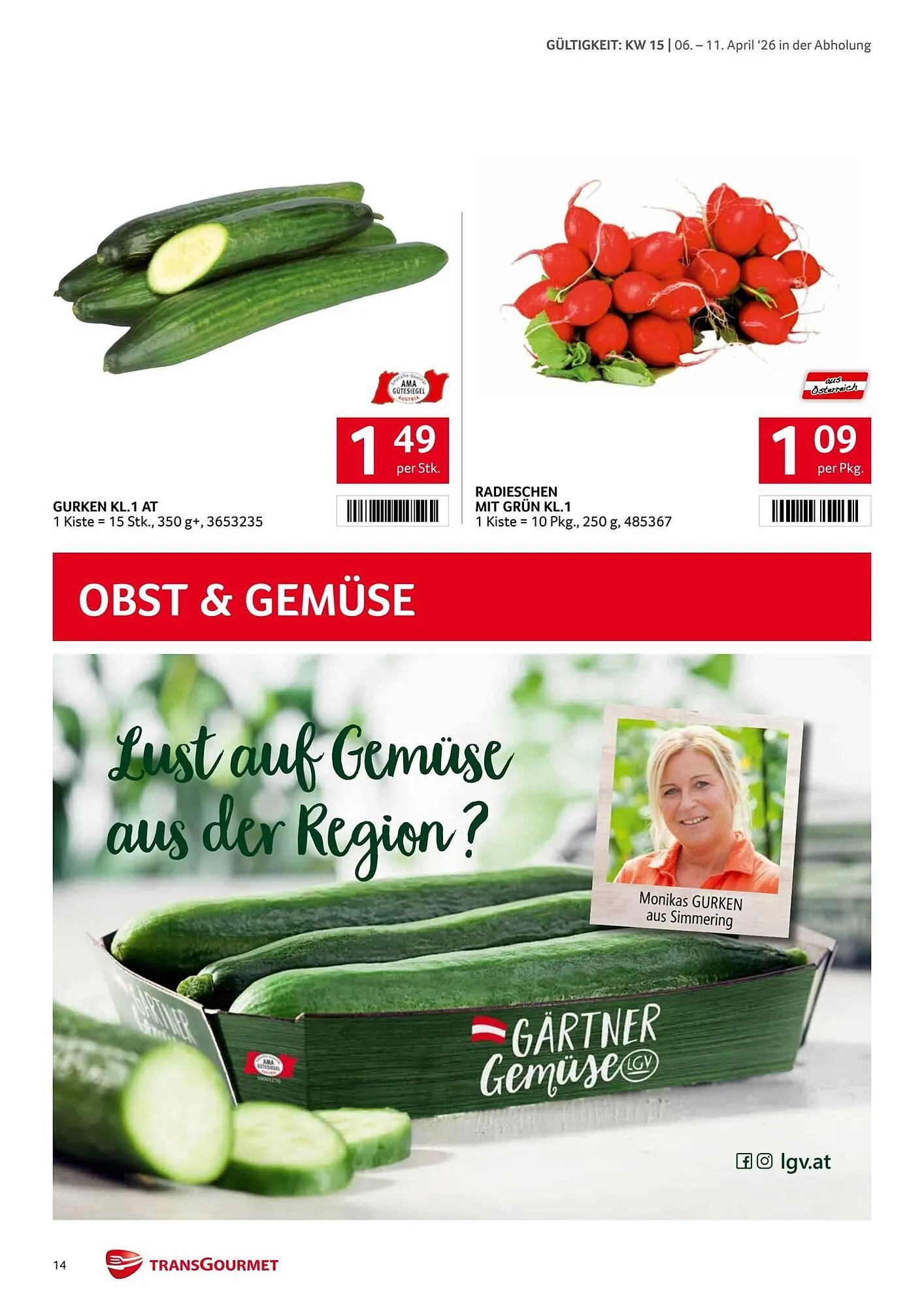 Transgourmet Flugblatt von 6. April bis 11. April 2026 - Flugblätt seite  14