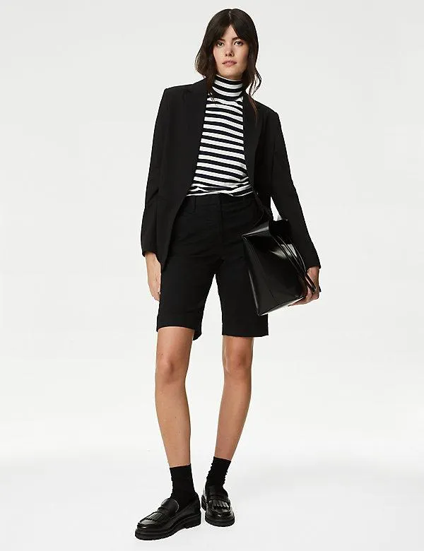 Chino šortky s vysokým pasem s vysokým podílem bavlny