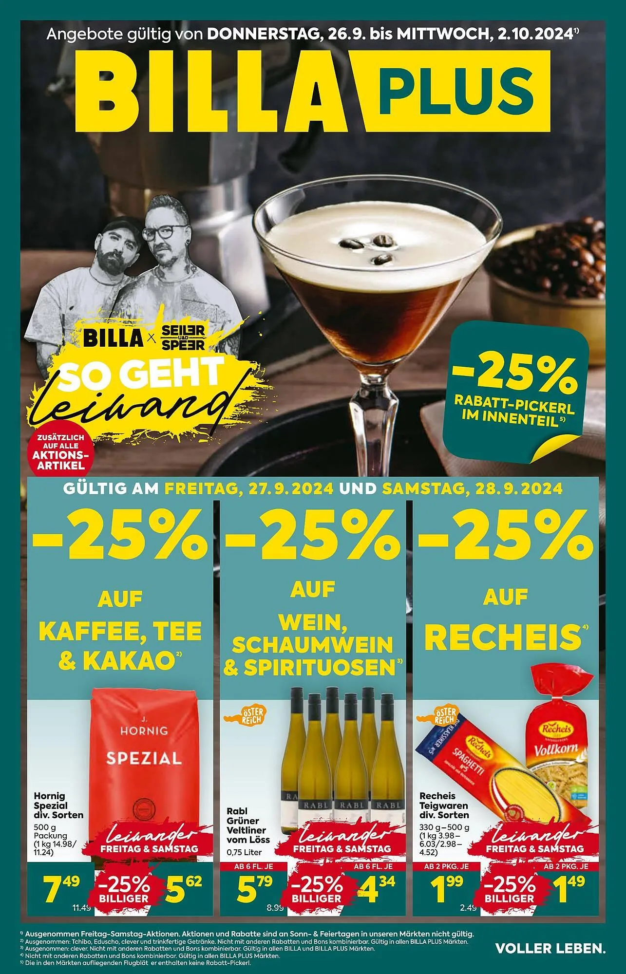 Billa Corso Flugblatt von 26. September bis 2. Oktober 2024 - Flugblätt seite  1