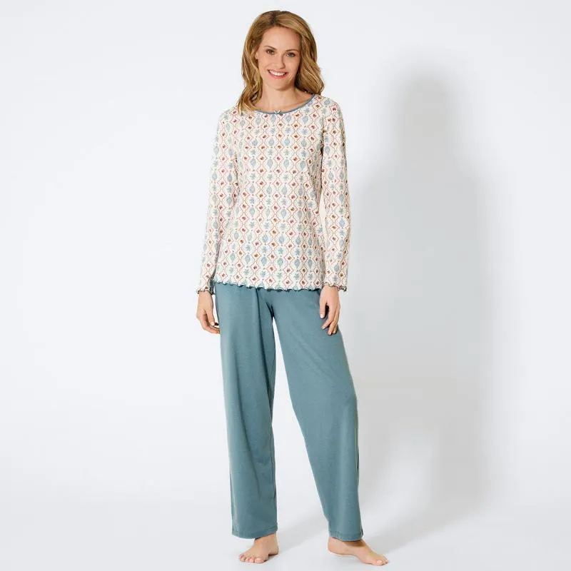 Damen-Schlafanzug mit Rautenmuster, 2-teilig