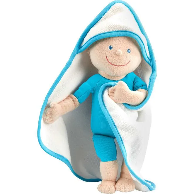 Stoff-Badepuppe, 30 cm, inkl. Kapuzenbadetuch