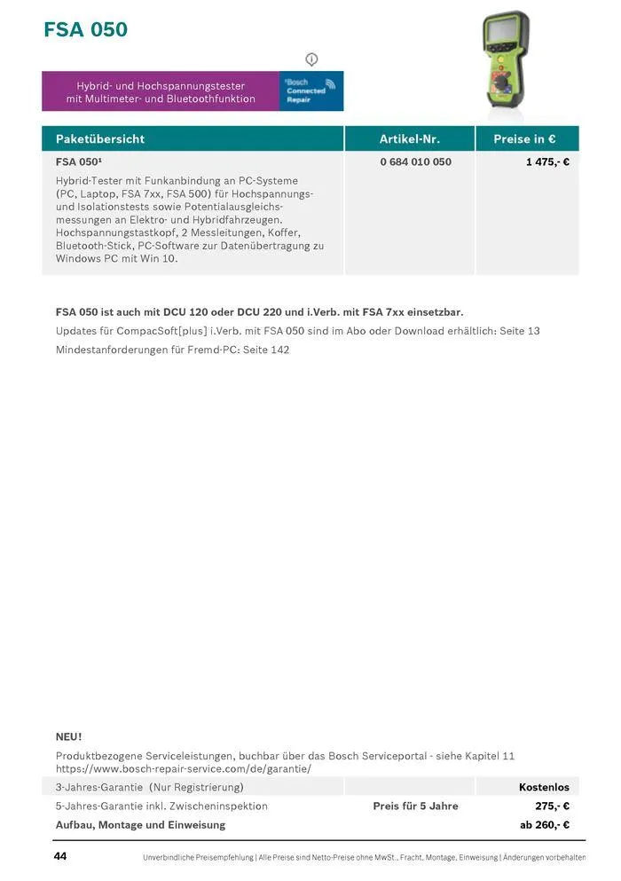 Werkstattausrüstung von Bosch von 21. Mai bis 31. Dezember 2024 - Flugblätt seite  44