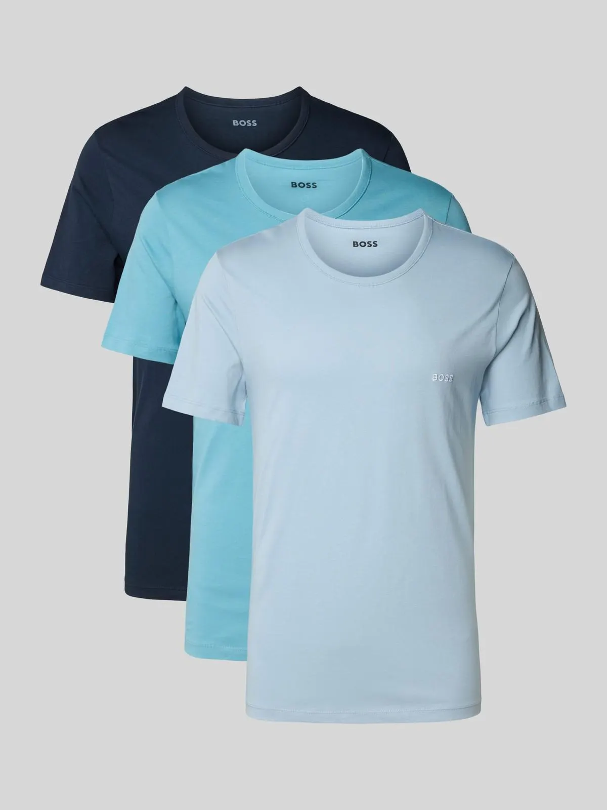 Regular Fit T-Shirt aus reiner Baumwolle im 3er Pack in hellblau