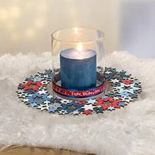 Laternen-Rustikkerze, dunkelblau-metallic, 12 x 10 cm