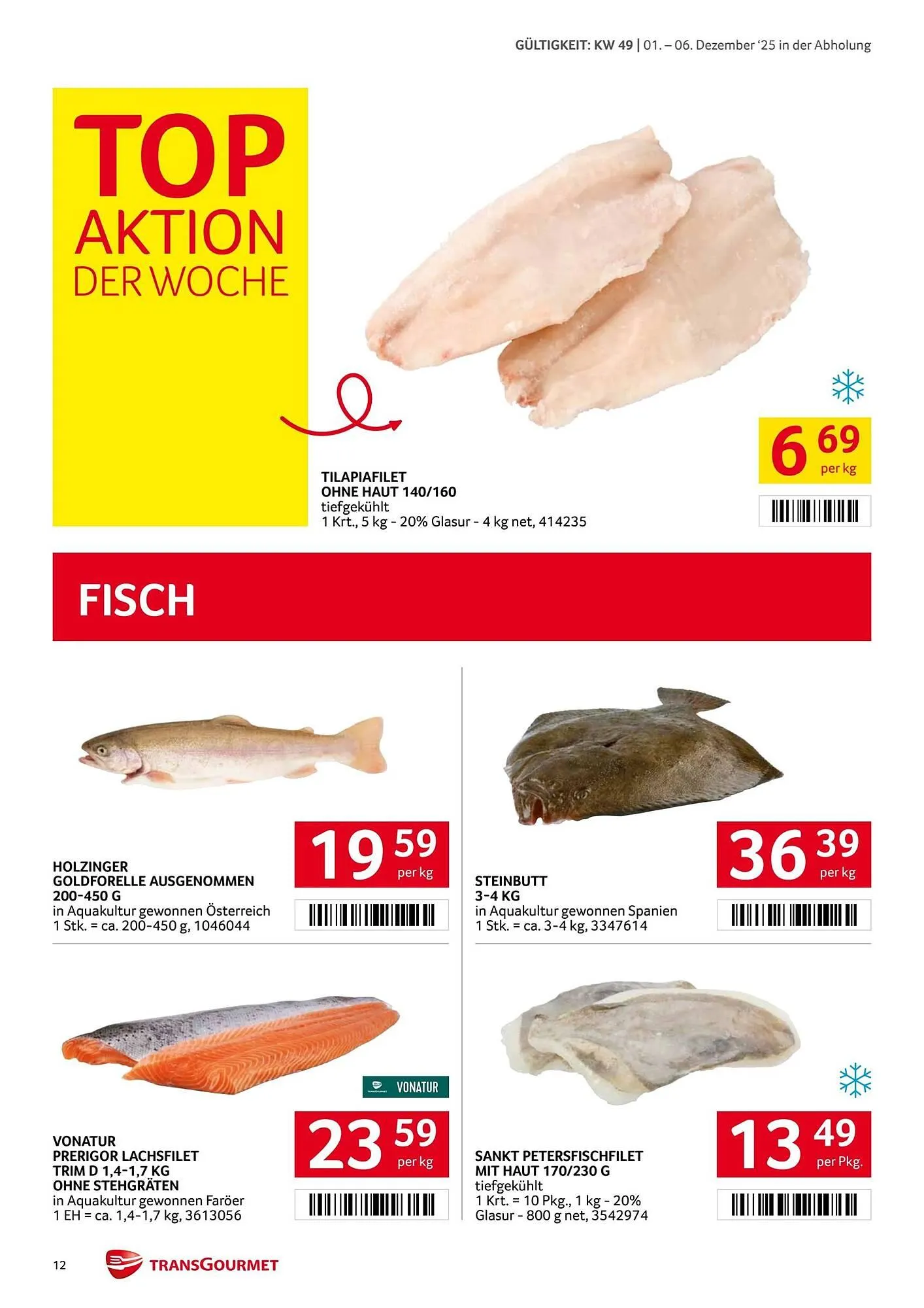 Transgourmet Flugblatt von 1. Dezember bis 7. Dezember 2025 - Flugblätt seite  12