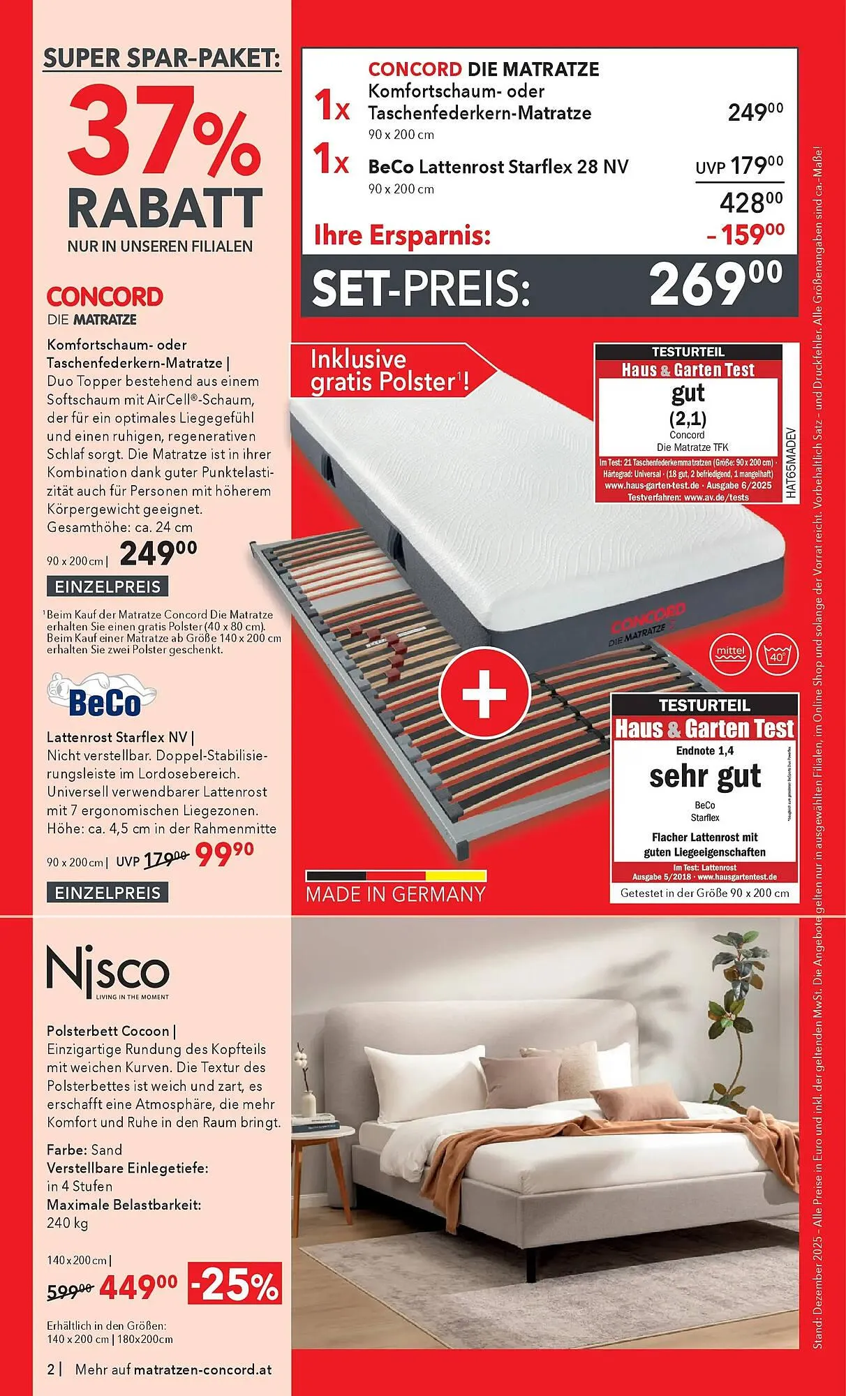 Matratzen Concord Prospekt von 27. Dezember bis 27. Jänner 2026 - Flugblätt seite 2