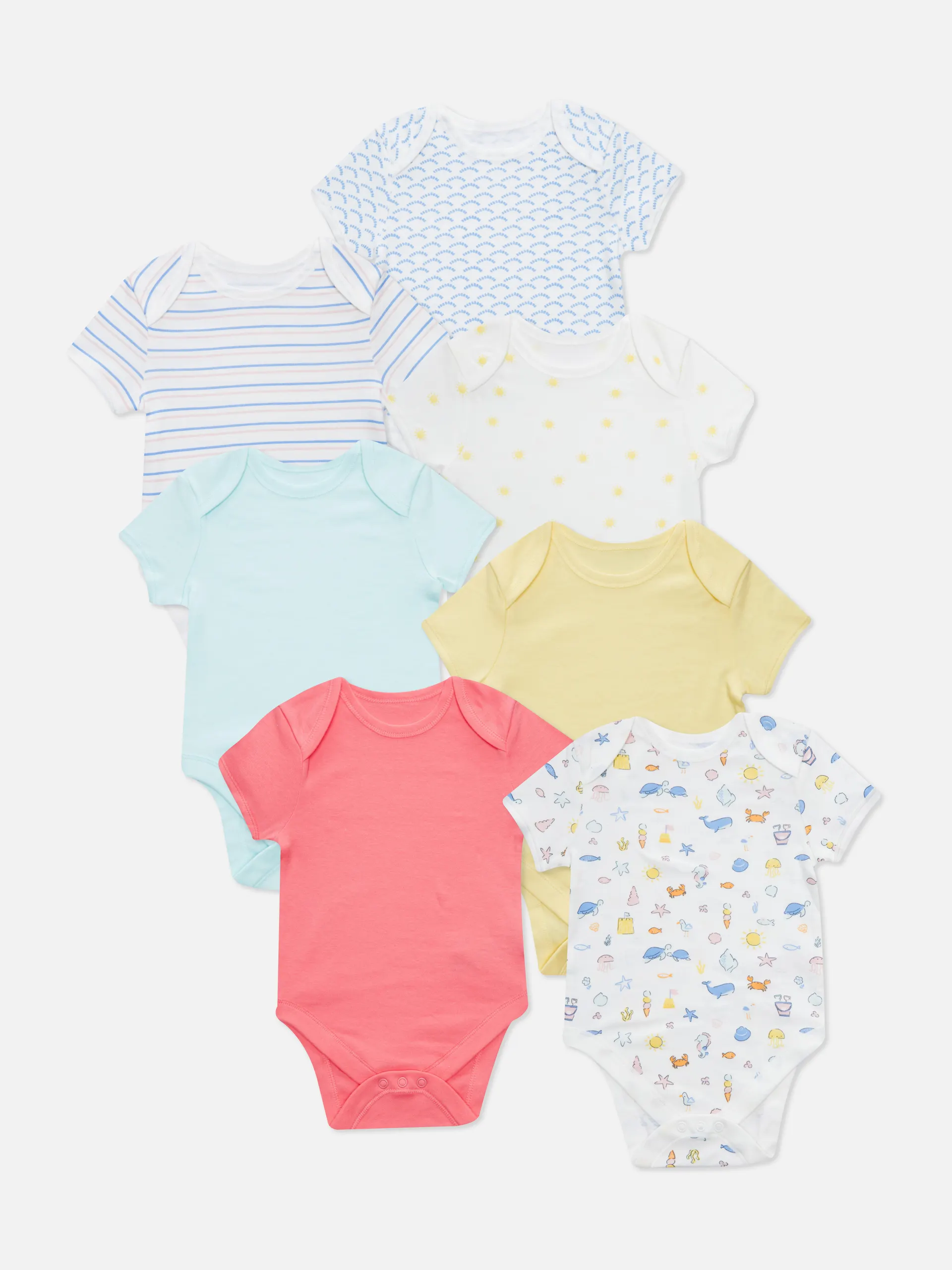 Verschiedene kurzärmelige Bodysuits, 7er-Pack