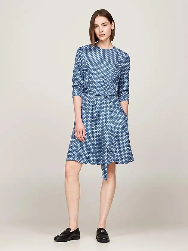 Fit-and-Flare-Kleid mit Foulard-Print