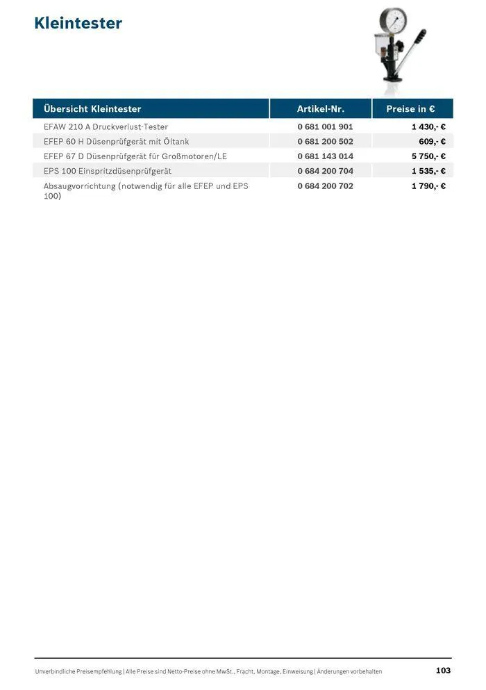 Werkstattausrüstung von Bosch von 21. Mai bis 31. Dezember 2024 - Flugblätt seite 103