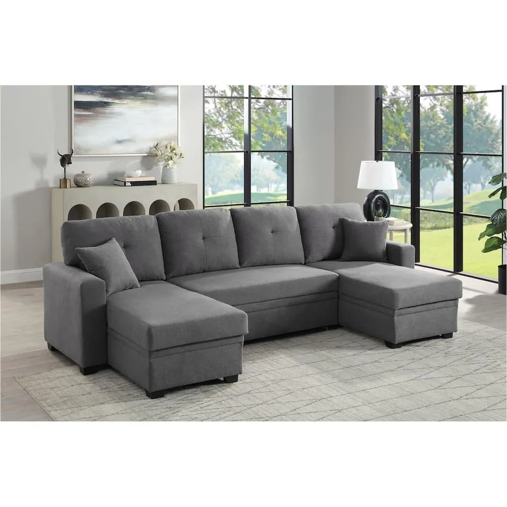 ATLANTIC home collection Wohnlandschaft »Gerrit U-Form, Br. 282 cm Couch, Liegefl. 125x215 cm« mit Schlaffunktion, 2 Bettkästen & 2 Zierkissen