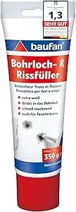 Baufan Bohrloch- und Rissfüller Weiß 350g I Schnell erhärtende Spachtelmasse I Bohrloch Füllung für innen & außen I Zum Ausbessern von Dübellöchern