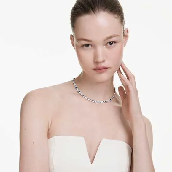 Una Angelic Halskette Rundschliff, Blau, Rhodiniert