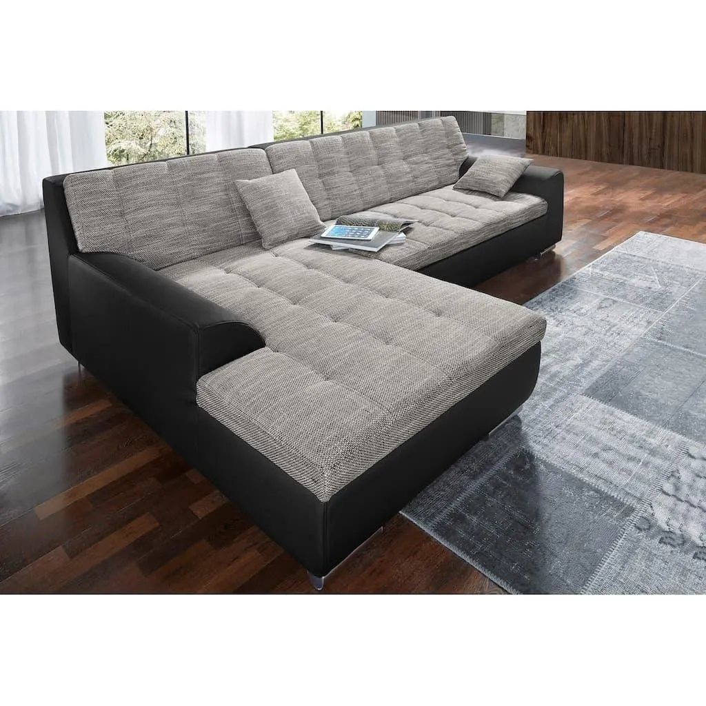 DOMO collection Ecksofa »Treviso viele Bezüge, auch in Cord, L-Form, B/T/H: 267/80/83 cm« wahlw. mit Bettfunktion, inkl. Zierkissen, Unser Dauertiefpreis