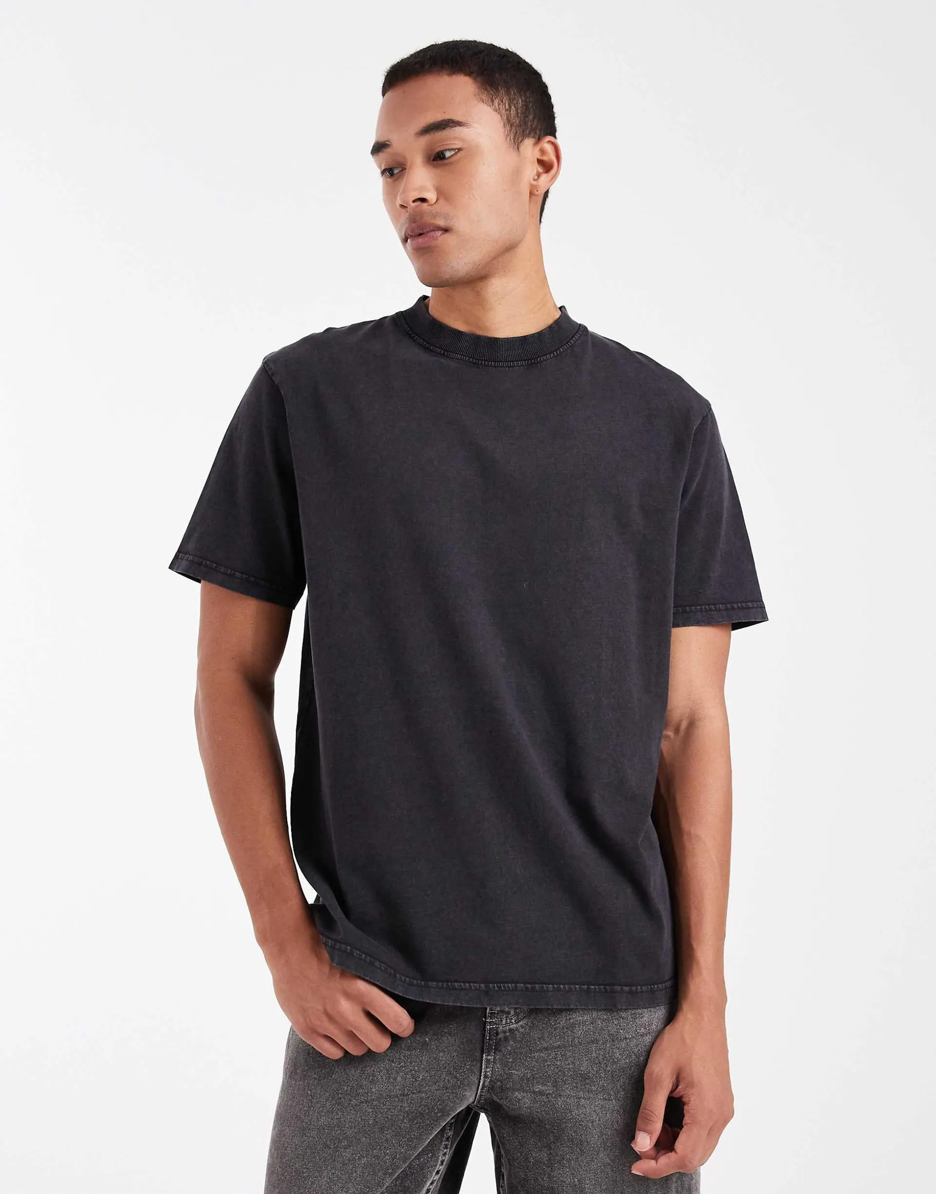 Threadbare relaxed fit garment dye t-shirt in black