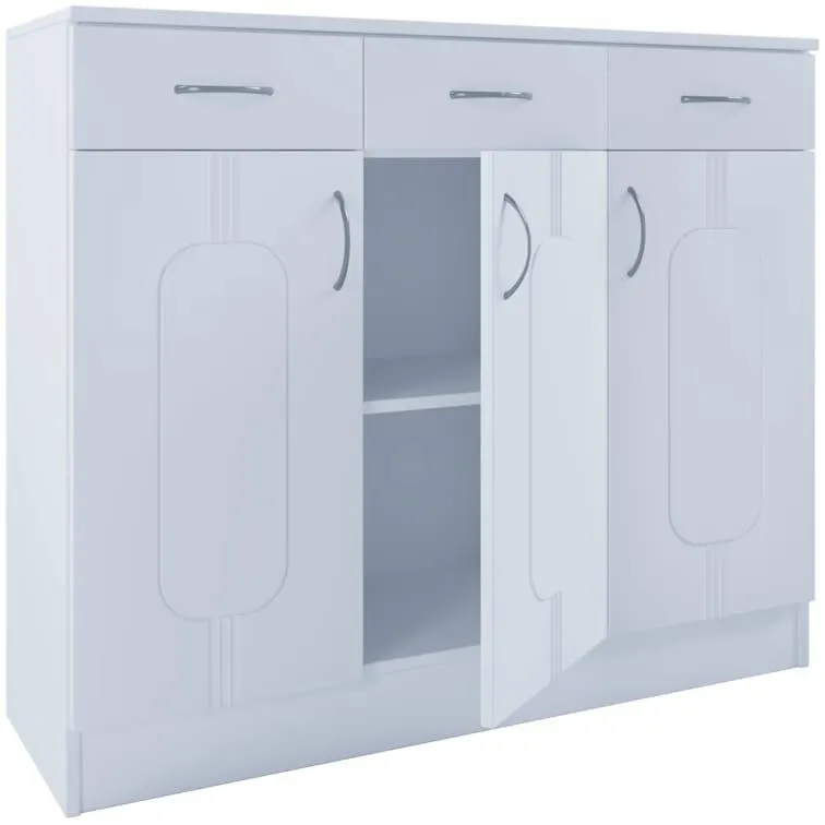 VCM Holz Kommode Sideboard Highboard Anrichte Schrank Balia 3 Schublade Drehtüren