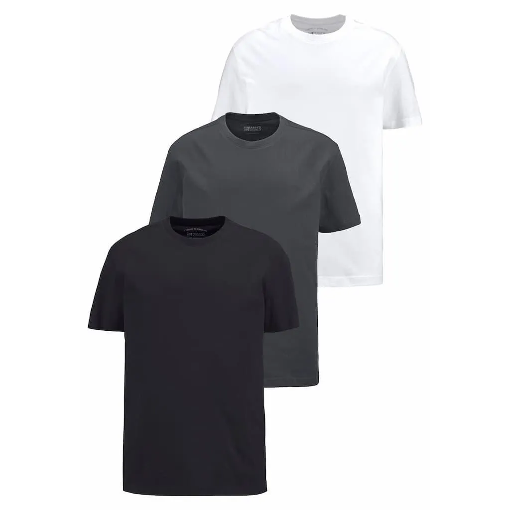 Man's World T-Shirt 3er-Pack, Kurzarm, normale Passform, aus Baumwolle, im 3er-Pack